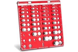 HUUPPHIP 34 Bit Nut & Bolt Thread Checker, Thread Gauge Identifier for 19 Standard & 15 Metric, Quickly Identifying Bolt and Nut Identifier Gauge Wall Mounted, Aluminum Board Steel Bolts Measuring Tool