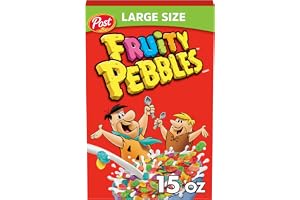 Pebbles Fruity PEBBLES Cereal, Fruity Kids Cereal, Gluten Free Rice Cereal for Kids, 15 OZ Large Cereal Sized Box