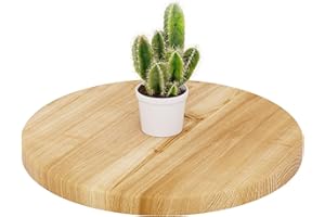 LAMO Manufaktur Plateau de Table Rond 40 cm en Bois Naturel | pour Table Basse Ronde ou de Chevet | Épaisseur : 28 mm | Couleur : Rustique