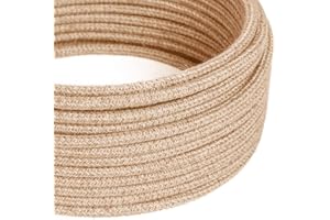 CREATIVE CABLES Creative-Cables L'originale cavo elettrico rivestito in juta 3 x 0,75 mm² (5 m, Juta Neutro RN06) – Rotondo, juta – Sicurezza certificata, made in Italy