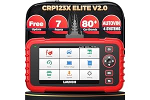 LAUNCH CRP123X V2.0 Elite Valise Diagnostic Auto, 4 Systèmes - ABS SRS Transmission Moteur Diagnostic Voiture Multimarque, FCA SGW, 7 Réinitialisation, Test Batterie, Auto VIN, Mise à jour gratuite