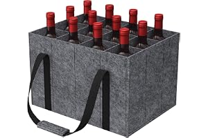 Lifewit flaskväska, stabil filtflaskhållare med handtag, vikbar flaskkorg husbil för vin, drycker, vinflaskor, flaska, GRÅ, m