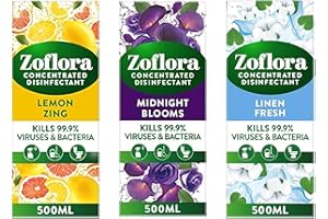 Zoflora Concentrated Multipurpose Disinfectant Bundle - Lemon Zing, Midnight Blooms & Linen Fresh - one of each