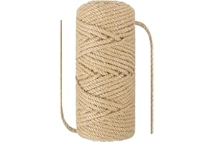 NorthPada 5 mm x 30 Meters Natural Sisal Hemp Rope Heavy Duty Thick Twine for Cat Scratcher Post Tree, Garden, Binding, Crafts Packing Material