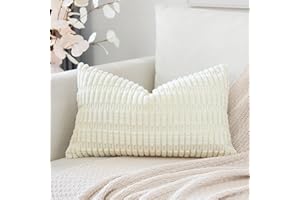 Artscope Corduroy Set of 1 Cushion Cover 30x50 cm Super Soft Boho Striped Lumbar Pillow Covers Case Decorative Modern Cushion Covers for Sofa Couch Bedroom Car Decor Cream Beige