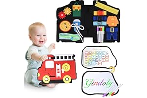 Gindoly Busy Board Montessori Zabawka edukacyjna od 1/2/3/4 r..ż., przenośna tablica aktywności do wczesnego rozwoju maluchów, dla niemowląt, chłopców i dziewczynek, w podróży, do samochodu, samolotu