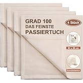 eFond 4 Pieces Reusable Pure Cotton Filter Fabrics Unbleached 50 x 50 cm &ndash; Ultra-Thin Washable Strainer for Cheese, Juices an
