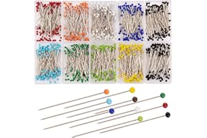 AIEX 1000 Piezas Alfileres de Costura Alfileres Con Cabeza de Colores Pines de Cabeza para Manualidades de Costura DIY Modista (38mm)