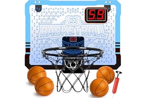 STAY GENT Mini Panier Basket Interieur avec Plusieurs Couleurs Lumières LED/4 Ballons/Scoreur Automatique, Porte Panier de Basket pour Chambre, Mini Hoop Jeu Cadeaux pour 3 7 8 9 Enfants Garçon Fille