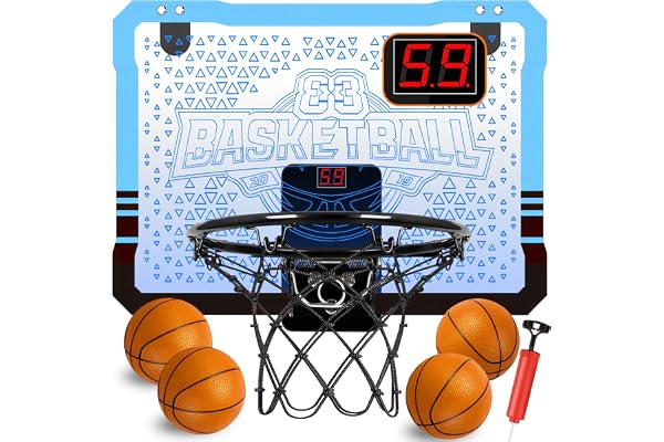 STAY GENT Mini Panier Basket Interieur avec Plusieurs Couleurs Lumières LED/4 Ballons/Scoreur Automatique, Porte Panier de Basket pour Chambre, Mini Hoop Jeu Cadeaux pour 3 7 8 9 Enfants Garçon Fille