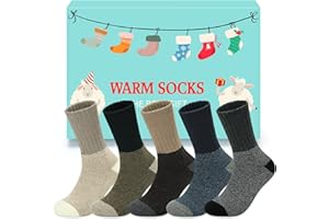 Beaulov Termiczne skarpety z wełny merynosów dla mężczyzn ciepłe skarpety wełniane vintage męskie skarpety zimowe prezenty świąteczne prezenty świąteczne dla mężczyzn odpowiednie do wewnątrz i na