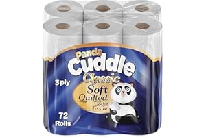 KHASO Panda 3 PLY Toilet Rolls Soft Unscented Quilted Loo Toilet Tissue Paper Bulk Packs - 72 Toilet Paper Rolls Bulk
