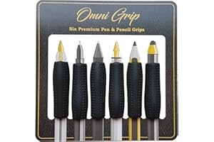 Chrome Cherry Omni Grip, Ergonomic and Comfortable Pen Grip for Pens, Pencils, and Styluses, Designed for Adults and Professionals, Set of 6 (Writing Tools Not Included)
