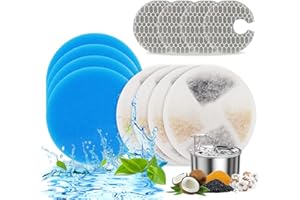 Spofan Filtri Fontana per Gatti, 4 set di Filtro Fontana in Acciaio Inox WF200 2L, 4 Pezzi di Filtro a Carbone Attivo in Resina + 4 Pezzi di Filtro a Spugna Blu + 4 Pezzi di Filtro a Spugna