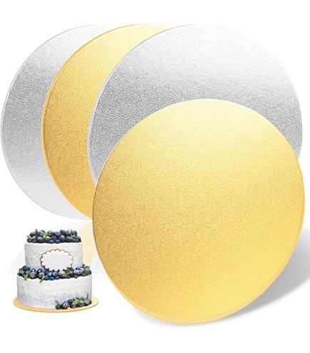 Lot De 6 Supports à Gâteau Ronds En Carton Argenté - Diamètre 30 Cm - Imperméable Et Résistant à L'huile