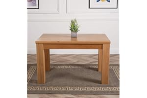 OAK FURNITURE KING Dakota 127 x 82 cm Chunky Small Oak Dining Table only | Small Dining Table for 4-6 People