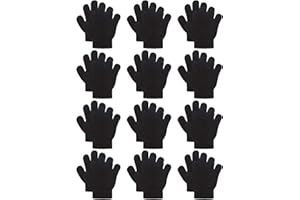 Cooraby 12 Pairs Kids Warm Magic Gloves Teens Winter Stretchy Knit Gloves Boys Girls Knit Gloves