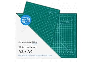 Magnetiks skärmatta A3 2 stycken - DIN A3 och DIN A4 i 2-pack skärunderlag - självlagande dubbelsidigt användbar grön - pysse