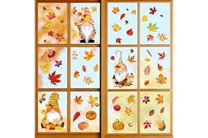 DTXYBC 93 Stück Fensterbilder Herbst, Thanksgiving Herbstdeko Fenster Aufkleber, Thanksgiving Fenster Aufkleber, Herbstdeko Fenster Aufkleber Deko Ohne Kleber, für Thanksgiving Herbst Deko