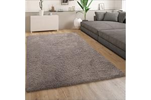 ‎PACO HOME Dywan Shaggy Mi瘯ki Modny Do Salonu Z D逝gim W這siem Styl Flokati Jednokolorowy, Rozmiar:120x160 cm, Kolor:Jasnobr您owy