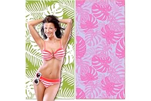 Lubibi Ręcznik plażowy, ponadwymiarowy ręcznik plażowy z mikrofibry dla dorosłych mężczyzn, kobiet, dzieci, wzór palmy, lekki, szybkoschnący, bez piasku, do pływania, sportu, na plażę, siłownię (80 x