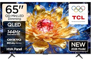 TCL 65T8D Television 65 Inch Smart TV 4K QD-Mini LED Dimming Colorful Quantum Crystal HDR 10+ Gaming Google TV, 144Hz Native Refresh Rate, ONKYO 2.1 Hi-Fi, Dolby Vision Atmos, Game Master (2026 Model)