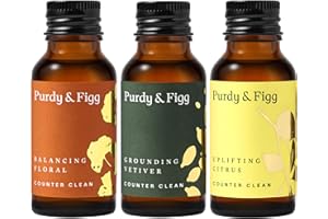 Purdy & Figg | Counter Clean Mixed Refill Kit | All-Purpose Cleaning Spray with Organic Essential Oils | Natural & Non-Toxic | Home & Kitchen Countertops | Citrus/Floral/Vetiver Scents