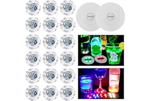 Nizirioo Sottobicchieri LED Autoadesivi: 20 Pezzi, 7 Colori, per Caffè, Tè e Birra