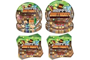 JIAHUADE 40 Stück Partygeschirr Set,Kindergeburtstag Geschirr Set,Partygeschirr Geburtstag,Kindergeburtstag Geschirr Set,Mit Teller Servietten,für Gebutstag Party Mädchen Junge