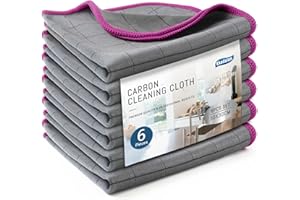 Ekedalen Panni Magic Microfibra Carbonio 400GSM, 6X Asciugamani Senza Aloni Catturapolvere, Strofinacci Pulire per Vetri Pavimenti Bagno Casa Cucina Auto Moto, Stracci Pulizia Riutilizzabili, Viola