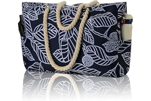 KUAK Beach Bag for Women, Extra Large Beach Bags Waterproof Sandproof Shoulder Tote Bag with Zipper Pockets for Family Travel Vacation Pool