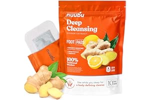 ‎NUUBU Nuubu Ginger Detox Fußpflaster (1-pack) für Stressabbau & Tiefschlaf 100% natürliche Fußpads mit Bambusessig und Ingwerpulver zur Entfernung von Giftstoffen und Reinigung des Körpers