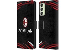 Head Case Designs Licenza Ufficiale AC Milan Curvato Modelli Cresta Custodia Cover in Pelle a Portafoglio Compatibile con Samsung Galaxy A14 5G