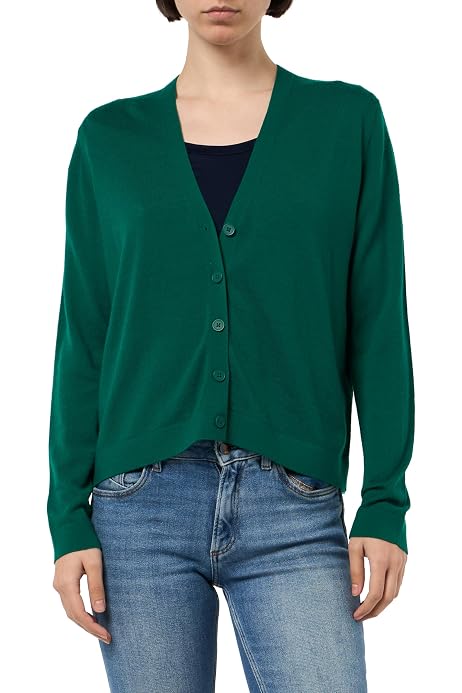 Cardigan Donna United Colors Of Benetton In Lana Vergine Shetland - Maglia Coreana, Vestibilità Regular, Design Moderno