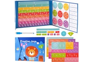 YAOZUP Fraction Game, arytmetyczna zabawka edukacyjna, 10 kodowanych kolorami, magnetyczna gra z ułamkami, magnetyczne płytki i koła frakcyjne, do nauki ułamków, zabawka matematyczna Montessori, od 7