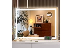 Hasipu Vanity Mirror with Lights, 70 x 50cm LED Makeup Mirror, Lighted Make up Mirrors with Dimmable 3 Modes, Touch Screen Control Vanity Mirrors Square White