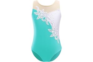 iEFiEL Mädchen Turnanzug Glitzer Gymnastikanzug ÄrmellosTurnanzug Glänzend Trikotanzug Gymnastik Leotard Training Gymnastikbody