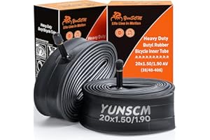 YunSCM 2 pacchi 40/47-406 Camere d'aria 20x1.50/1.75 AV32mm Valve Compatibile 20 pollice bike Camere d'aria 20x1.50 20x1.60 20x1.70 20x1.75
