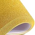 Prescent 10 Sheets Gold Self Adhesive A4 Sized Glitter Foam Sheet for Art Craft DIY Decoration Projects and More (Pack of 10, Gold)