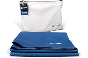SECOROCO Podróżna mata do jogi "Seaport" z naturalnego kauczuku wraz z torbą do noszenia z lnu – absolutna odporność na poślizg, łatwa do złożenia, ekologiczna mata podróżna, grubość maty 1 mm, idealna w