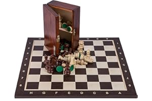 SQUARE GAME Square - Professionnel Set Tournoi Échecs No 6 WENGE + 2 x Extra Dames - Échiquier en Bois + Pièces d'échecs - Staunton 6