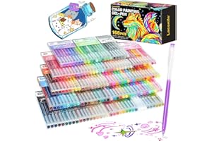 Laconile 168 kolorowych długopisów żelowych – zestaw długopisów żelowych dla dorosłych, kolorowe, pastelowe i metaliczne, markery dla miłośników sztuki, markery żelowe, specjalny długopis do