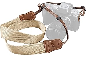 Padwa Lifestyle Correa para cámara - 1.5" de ancho Crazy Horse Cowhide Head Camera Straps,Correas ajustables de algodón tejido para fotógrafos y todas las cámaras DSLR (Blanco)