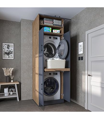 Armoire vidaXL Meuble pour machine à laver Gris béton 70,5x71,5x91,5 cm