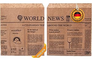 ‎LOGIPACK GERO Snacktaschen/Hamburgertaschen Snackbeutel Newspaper aus Kraftpapier Hamburger-Tüten, 2-seitig offen (braun, 5000)