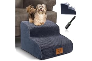 Myiosus Przenośna Schody dla Psów, 2 Warstwy Antypoślizgowe Schodowa dla Zwierząt Domowych z Zdejmowana, Nadająca się do Prania Pluszową Osłoną, Rampa dla Średni Psów i Kotów do Kanapa Lóżko