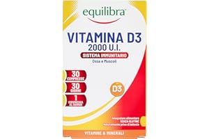 Equilibra Integratori Alimentari, Vitamina D3, Integratore Vitamina D3 per la Normale Funzione del Sistema Immunitario, per il Mantenimento di Ossa Normali, 2000 UI, 30 Compresse Altodosate