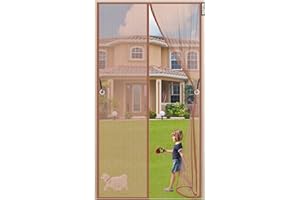 WEIZON Moskitiera magnetyczna do drzwi 90 x 220 cm Zasłona Magnetyczna Jest Idealna Na Drzwi Balkonowe, Drzwi Do Piwnicy I Drzwi Tarasowe, Dziecinnie łatwy Montaż Bez Wiercenia - Brązowy