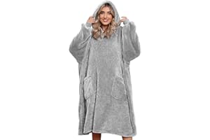 Tuopuda bluza z kapturem, oversize, z kieszeniami, supermiękka, przytulna, ciepła, luźna, długi rękaw, jasnoszary, rozmiar uniwersalny