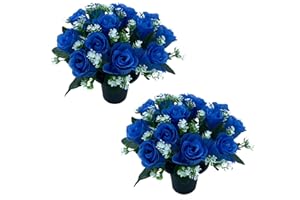 FSUK Pack Of 2 Grave Flower Pots | Artificial Flowers For Graves | Floral & Cemetery Decorations | Grave Flowers Cemetery Decorative Artificial Flowers | Improved Quality